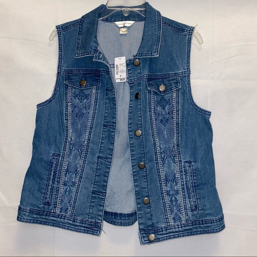Christopher & Banks Denim Vest with detailed stitching - Medium